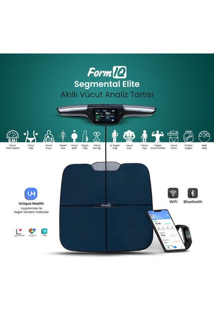 | 8 Elektrotlu Bölgesel Vücut Analizi | Yağ Kas Ölçümü Akıllı Tartı | Wi-Fi, 3.5" TFT, Type-C