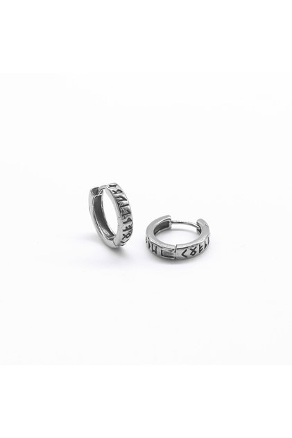 Runic Alphabet Norse Mythology Design Ring 316L Stainless&Non-Tarnish Steel Earrings Couple