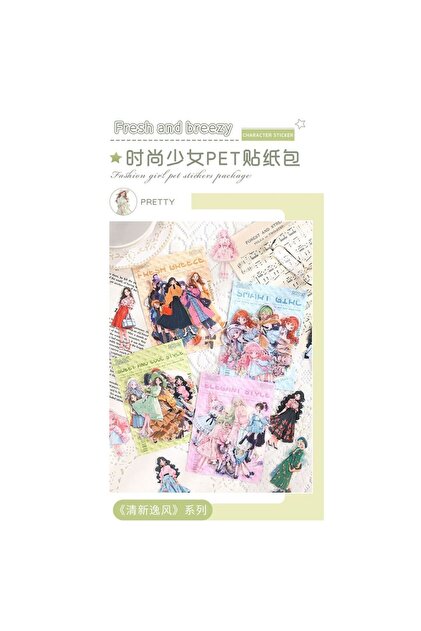 W7-20 Pieces Girl Pet Sticker - Color: Blue