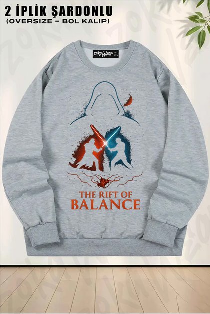 Unisex Loose Fit Star Wars (Dart Vader) Balance Printed Design Oversize Crew Neck Sweatshirt