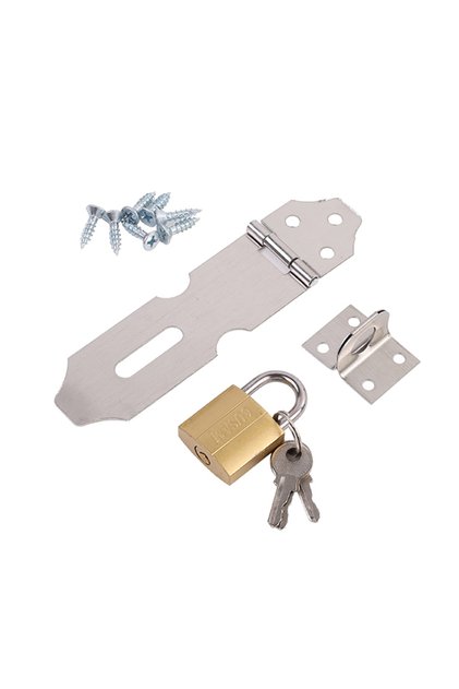 Door Buckle Lock Set - Padlock Hasp Latch Kit with Keys and Screws for Cabinet and Shed