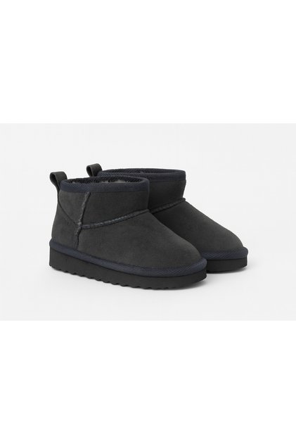 Lightweight Comfortable Anthracite Girls' Boots with Wool Inside