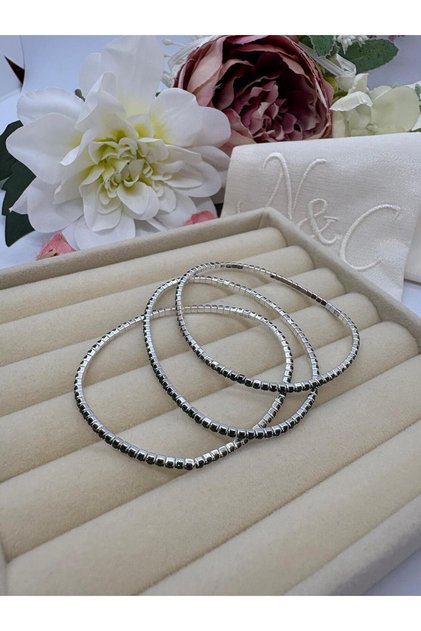Zircon Stone Sparkling Waterway Flexible Bracelet (3 Pieces)