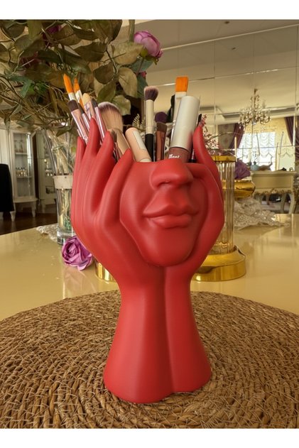 Face Shaped Makeup Brush Holder 3D Decorative Desk Organizer