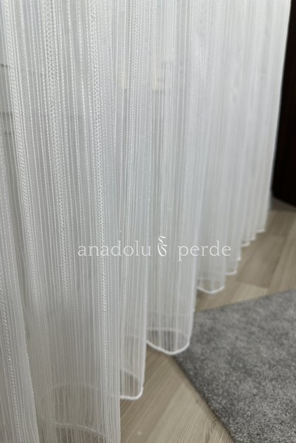Perdele din tul cu dungi ecru | 1/3 Pile frecvente | Plumbat | Potrivit pentru sufragerie, living și dormitor
