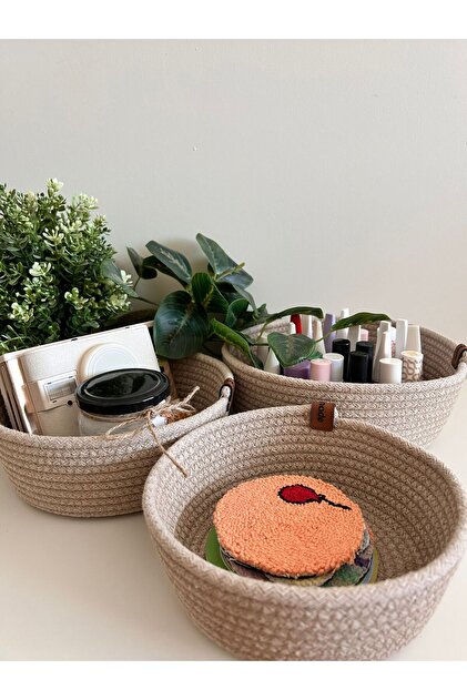 rosier.co Hasır 3'lü Sepet Seti – El Yapımı Jüt Düzenleyici