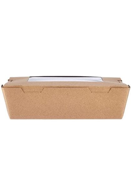 Disposable Kraft Food Lunch Box, Food Storage, with Window 180mm, 5 Pieces