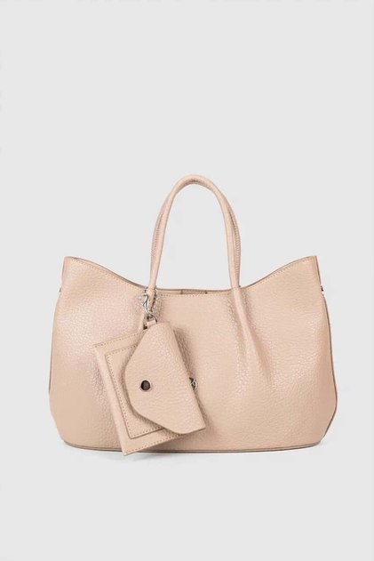 Women's Shoulder and Hand Bag Wallet Detailed Mink