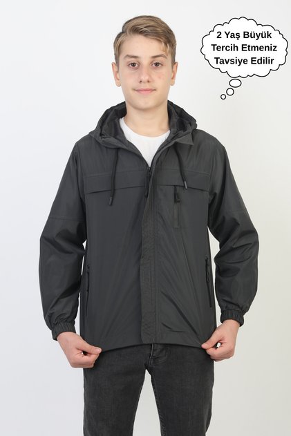 Boy's Hooded Pocket Lined Seasonal Raincoat