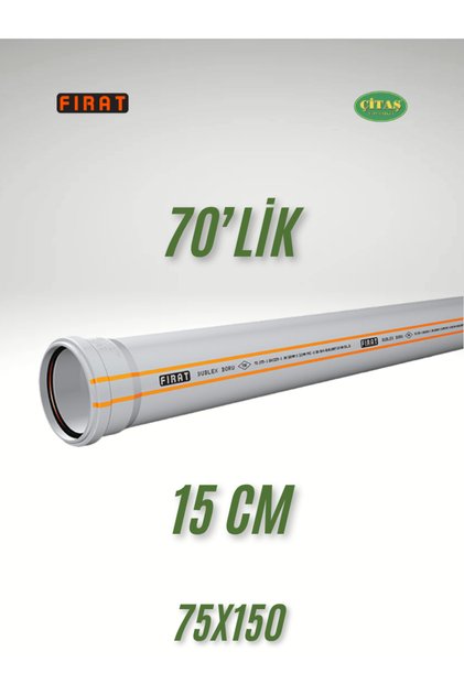FIRAT 75X150 DUBLEX PVC BORU 70'LİK 15 CM 70X150 OLUK İNİŞ BORUSU 3.2MM KALINLIK