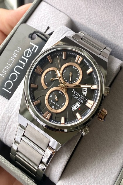 Function Grey Steel Gray Dial Steel Band Men's Wristwatch