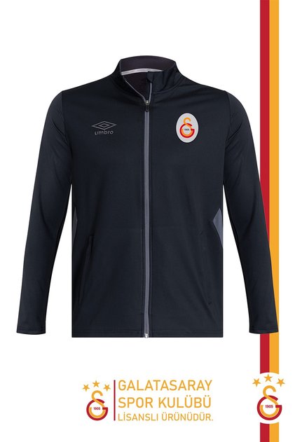 Orijinal Lisanslı Tam Fermuarlı Dik Yaka Siyah Antrenman Sweat