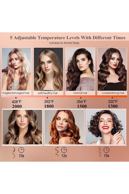 Auto Hair Curling Wand Adjustable Temperature RE-2082 Anti-Tangle Dual Voltage High Performan