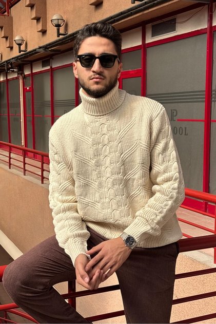 Men'S, Hair Knit, Full Turtleneck, Wool, Old Money Culture, Sweater Pltk13