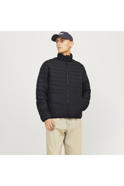 Jack&Jones State Packable Puffer Colar Erkek Siyah Dik Yaka Mont
