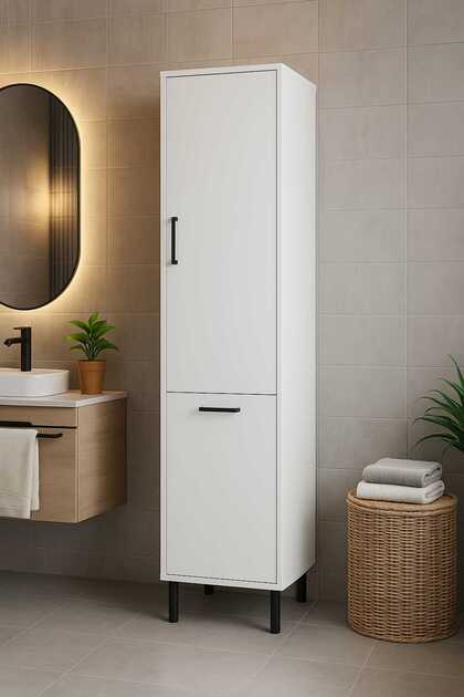 Çamaşır Sepetli Banyo Dolabı