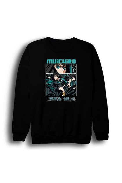 Demon Slayer Muichiro Tokito - Anime Printed Unisex 100% Cotton Black Crew Neck Sweatshirt