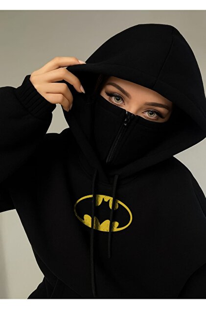 ZEMLİYA Maskeli Unisex Oversize Kapüşonlu Hoodie — Günlük, Unisex