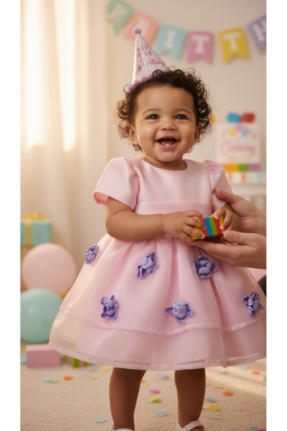 Baby Girl Organza Floral Dress for Special Occasions and Birthday