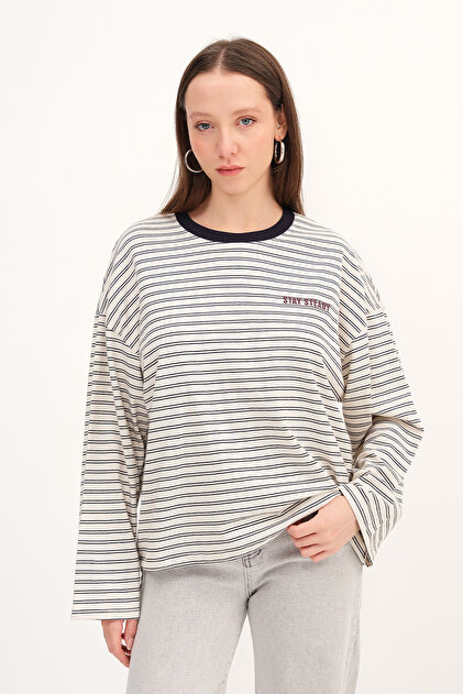 Addax Çizgili Uzun Kollu T-shirt P10522 - Fiyatı, Yorumları