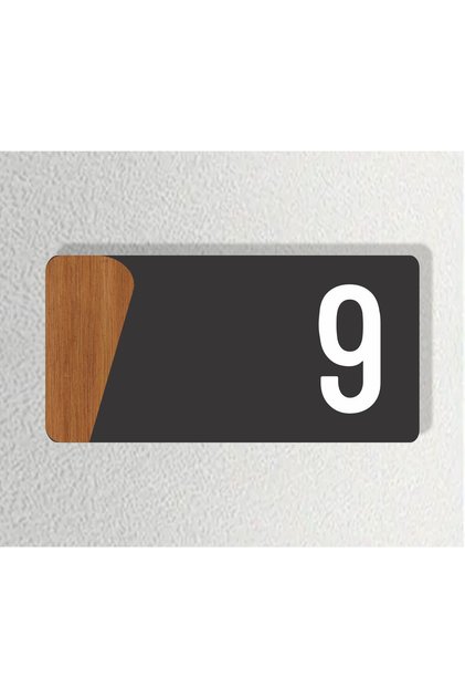 Horizontal Composite - Wooden Apartment -Apartment Hotel Office Door Number 20X10Cm Number 9 - Nine