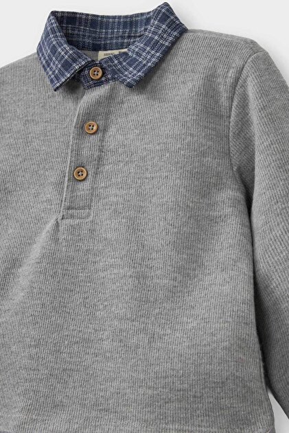 Defacto Erkek Bebek 2'li Takım Gömlek Yaka Sweatshirt Pantolon