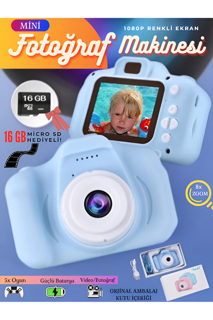 nextbuy Mini Retro Fotoğraf Makinesi Çocuk İçin Vintage 1080P SD