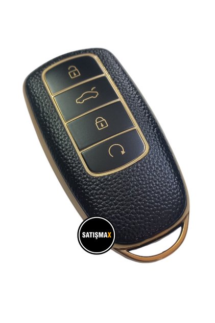 Luxury Chery Tiggo 8 Pro Omoda 5 Tiggo 7 Avantgarde Nano Key Case Black Gold Leather Feel