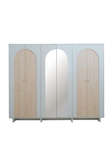Reena 6-Door Wardrobe with 2 Mirrors - Dark Beige, Engineered Wood, 8 Shelves, 2 Yrs Warranty