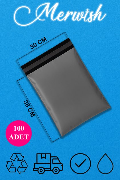 30x38+5 Ölçülerinde Baskısız Gri Renk Cepsiz 2 Numara 0,5 Mikron Kargo Poşeti 100 Adet