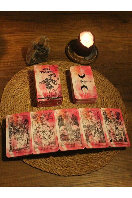 Pembe Cadı Aura Tarot Destesi 78 Kart - Arındırma Kesesi Hediyeli
