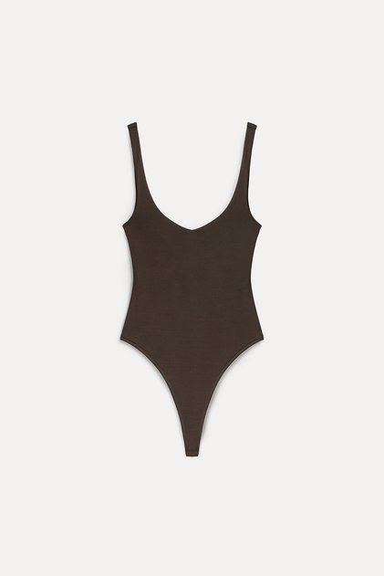 Askılı V bodysuit