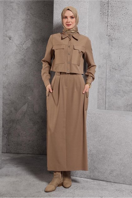 Shirt Collar Skirt Suit 45141
