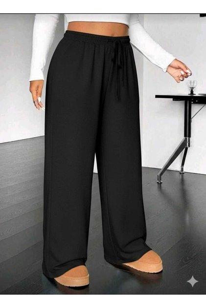 Women's Black Oversized Plus Size Sportswear High Quality Loose Fit Stretchy Comfortable Fabric Sweatpants