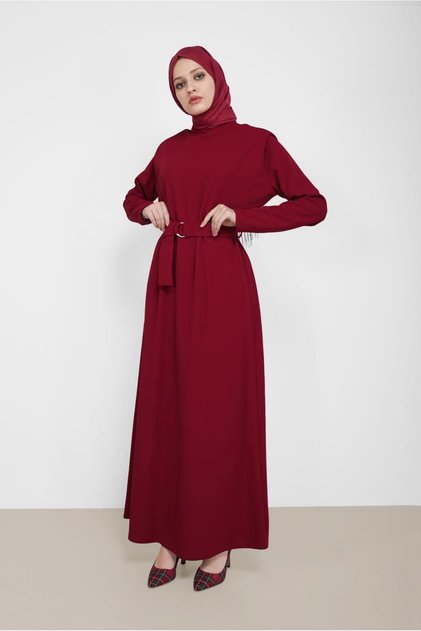 KUŞAKLI HAKİM YAKA ELBİSE 42171