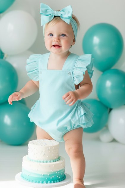 Baby Girl Mint Green Cotton Salopet Bandana Newborn Set