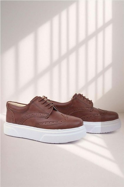 Tan White Sole Oxford Children's Classic Shoes