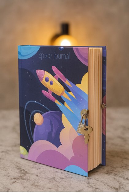 Space Journal Commemorative Memory Book Locked Notebook Diary