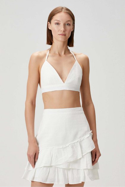 Tiny Keten Bralet Beyaz