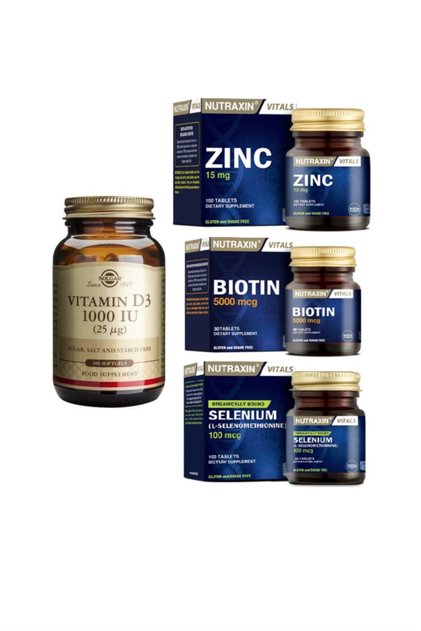 D3 Vitamini 100 Kapsül+çinko 15 Mg 100 Tablet +biotin 5000 Mcg 30 Tablet+selenium 100mcg 100