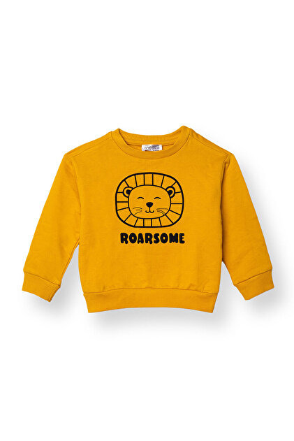 HelloBaby Erkek Bebek Sweatshirt Şardonlu İki İplik Bisiklet Yaka Uzun Kol
