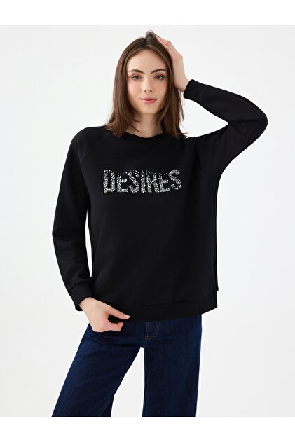 Relax Fit Black Women's Sweatshirt Lf2040701