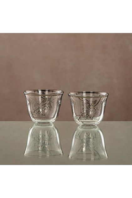 Almarjan Cawa Cup Set Clear & silver 6 pieces