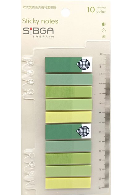 Post-it din plastic verde transparent. Semn de carte Semn de marcare Post-it Autocolant Hârtie de notițe 200 de coli