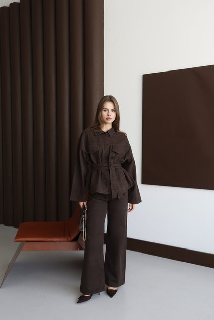 Women's Washable Belted Denim Suit