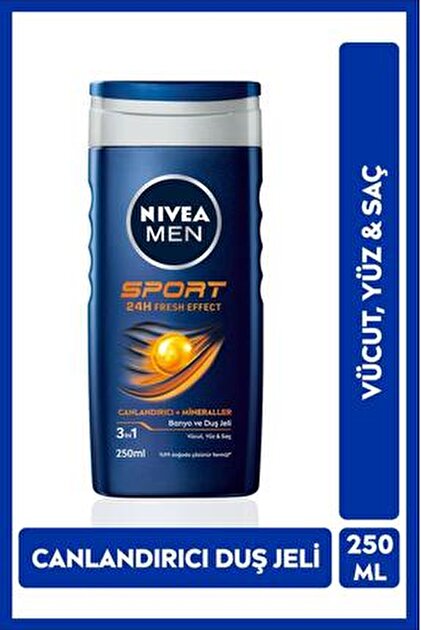 NIVEA MEN Erkek Duş Jeli Sport 500ml, Canlandırıcı, Mineral, Vücut