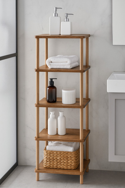 Çevir Kur Banyo Düzenleyici 5 Raflı Banyo Dolabı Çok Amaçlı Dolap Geniş Kitaplık Mutfak Rafı