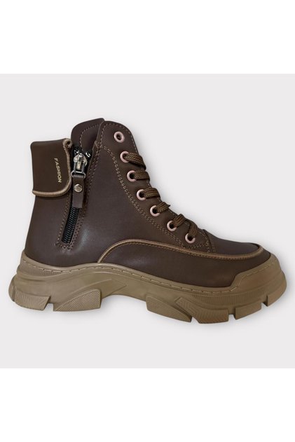 Women's Leather Boots Zippered Brown Corva