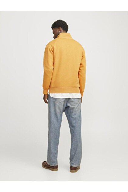 Jack & Jones Erkek Sarı Jorvesterbro Sweat Quarter Zip Hn Noos