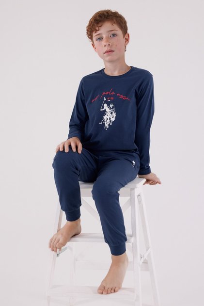 Men's Navy Blue 100% Cotton Pajama Set Q3Pkl3Kk44